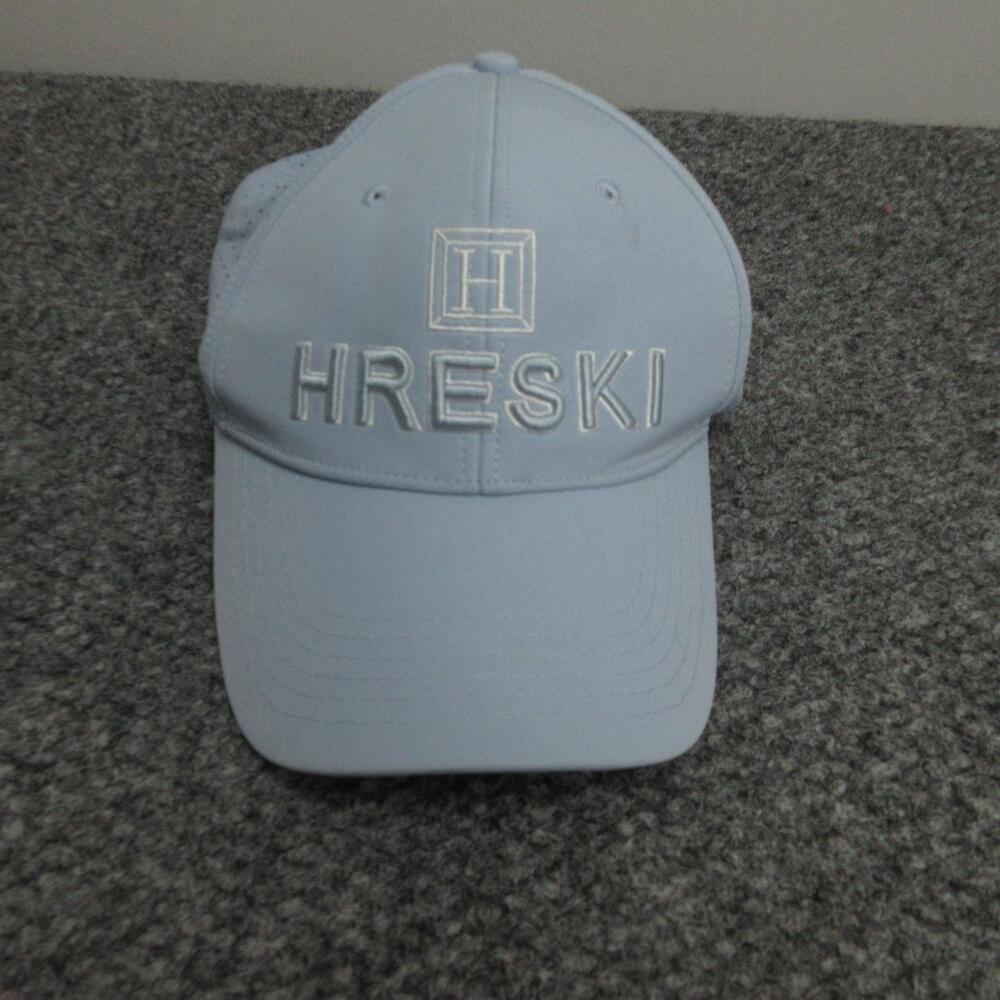 Hreski Hat Cap Strap Back Light Blue Mesh Perforated Embroidered Logo Sport Mens